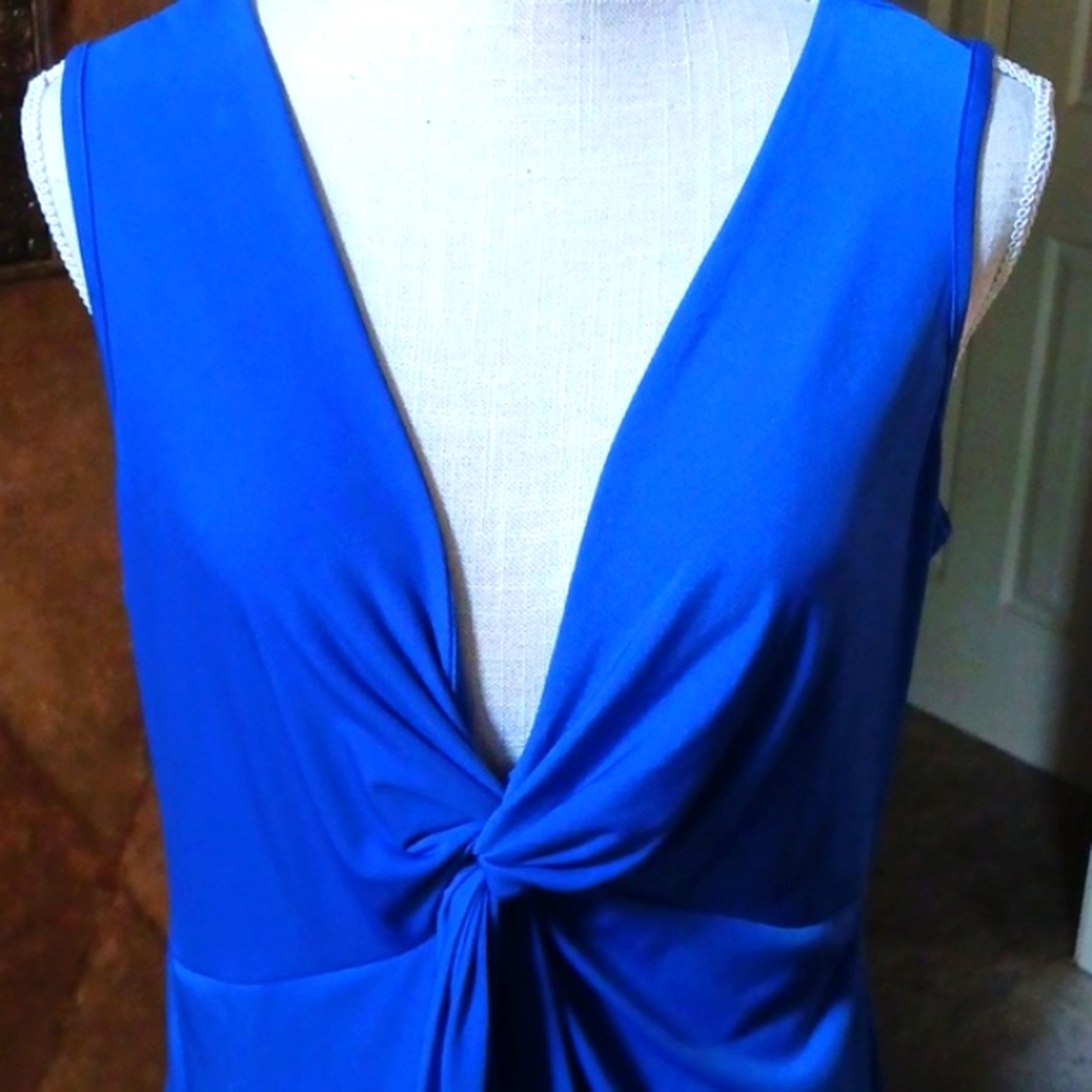 SEXY Sundress TOP Fashion Of NY Asymmetrical Blue Size 1X